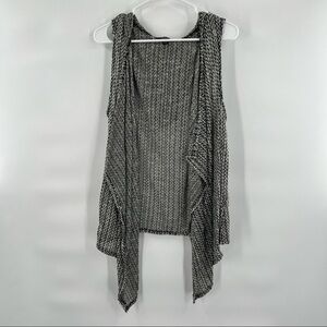 About a girl grey cardigan sweater duster with hood L